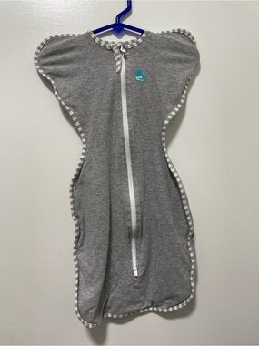 Love to Dream Grey Baby Swaddle with Teal Heart Logo